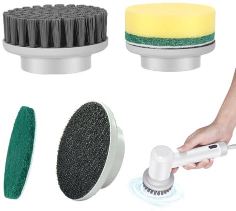 4 Stück Spin Power Schrubber Ersatzbürsten Für Synoshi Reinigungsgerät Zubehör, fugenreiniger elektrisch, Reinigungsgerät Zubehör für Unterschiedliche Oberflächen (4, Brush Head Set)