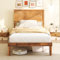 COSTWAY Single/King Size Bed Frame, 3FT/5FT Solid Acacia Wood Platform Bed Frame with Headboard and 22cm Underbed Storage, Mid-Century Modern Slatted Support Bed Base, No Box Spring Needed (Single)