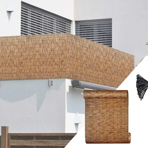 Halbprivater Schilfzaun Natürlicher Bambuszaun 50 Cm X 1000 Cm 60 Cm X 800 Cm Schilfrohrmatte Für Die Terrasse, Zaunrolle, Dekorativer Zaun Für Den Außenbereich, Galerie, Restaurant, Hotel(90x800cm(3.