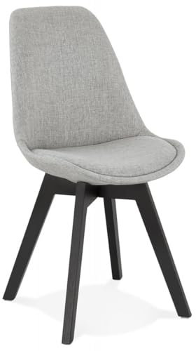 KADIMA DESIGN Stuhl Polster Stoff Eiche | Designerstuhl Willy Esszimmer | Moderner Holzstuhl Gepolstert | Skandinavisch | 56x48x82 cm Dunkelgrau | Wohnzimmer Kollektion