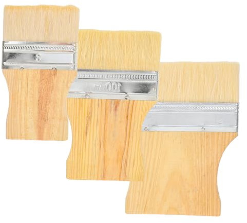 Veemoon 3pcs Flat Paddle Paint Brush Set with Poplar Wood Handles Oil Paint Brushes for Walls and Wood Staining for Interior and Exterior Decorating Painting Supplies