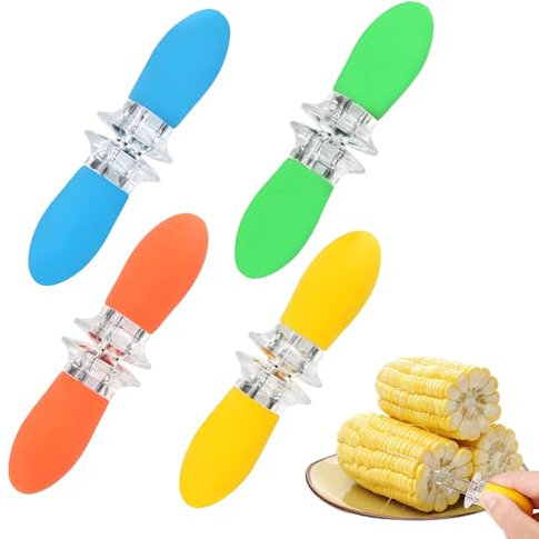 Lot de 8/4 paires de supports pour épis de maïs en acier inoxydable - Pour barbecue, maison, cuisine, barbecue, fête de Noël