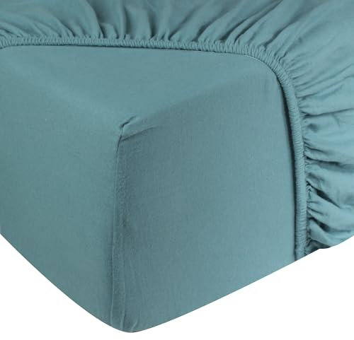 DoubleDry Spannbettlaken Jersey 160x200cm - 100% Baumwolle - Spannbetttuch - 28cm Steg - Petrol