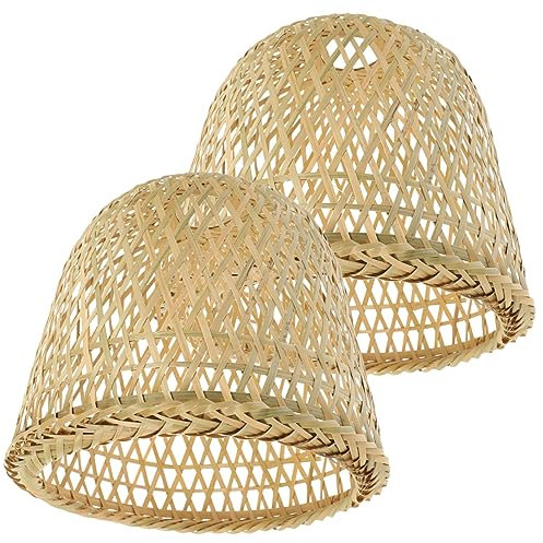 DOITOOL 2 Pezzi Coperchio della lampada da tavolo in bambù lampada da tavolo in vimini decorazioni da appendere per la casa lampadario sospensione lampada sospensione paralume in paglia