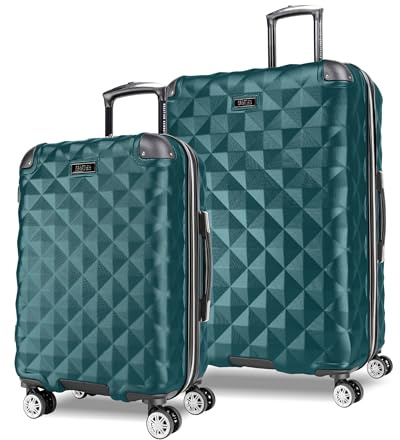 Kenneth Cole REACTION Diamond Tower Collection Lightweight Hardside Expandable 8-Wheel Spinner Travel Luggage, Deep Teal, 20-Inch Checked