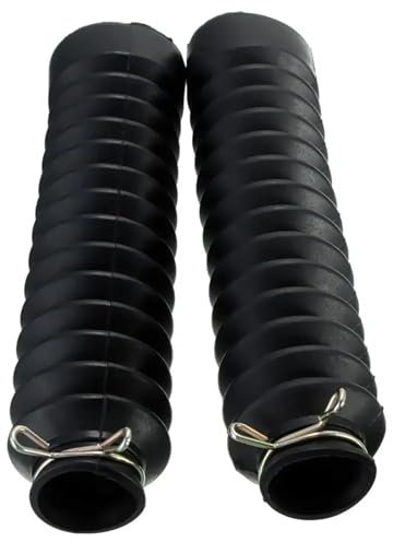 RLVYTA Vorderradgabelschutz 2 stücke Gabel Faltenbalg Vorne Schwarz Universal Motorrad Gummi Gabel Abdeckung Staub Gamaschen Stiefel Wasserdicht