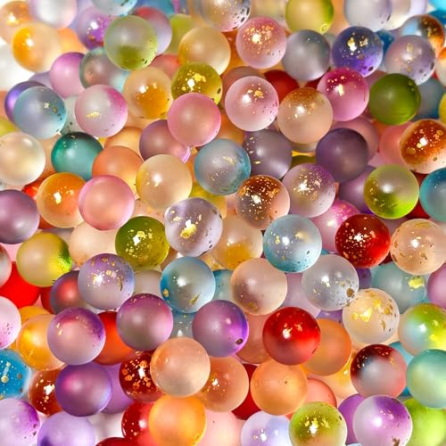 daqoupzi 260 Canicas de Cristal de 10 mm, Coloridas, para Juegos de Canicas, Acuarios, Jarrones y Plantas