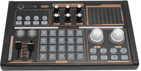 Zunate Scheda Audio Live DJ18, Mixer Audio Bluetooth Portatile con 12 Effetti Sonori e 20 Effetti Ambientali, Riduzione Intelligente del Rumore, per la Registrazione in Streaming Live,