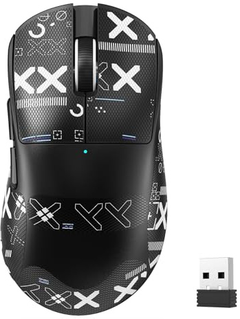LexonElec Magic-Refiner X2 Superleichte Kabellose Computer Maus, Schwarz B | Pixart 3311 Gaming-Sensor, 24000 DPI, 1000 Hz Abtastrate, 2,4G/BT/USB Wired Mouse, Ergonomisches für Laptop/PC/Mac