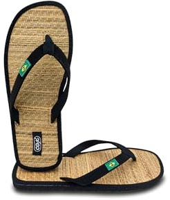 COX Belo Horizonte Chaussons femme homme d'été tongs en paille pour plage, mer, piscine, flip flop confortables et anti-transpiration, Noir , 39 EU