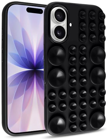 Vauki Cover per iPhone 17 Custodia con Ventosa Supporto, Supporto per telefono a ventosa, Morbido Silicone Antiurto Protettiva Case per iPhone 17 6,3, Nero
