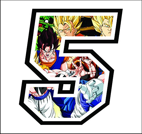 Aufkleber Zahl ANZANL NUMBERO 5 RENNEN 12 cm ZENTIMETERN -DRAGONBALL GOKU VEGETA GOHAN GOGETA TRUNKS- cross spur auto moto stickers