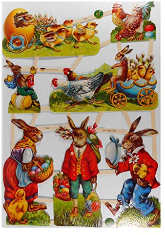 Glanzbilder EF 7399 Ostern Osterhase Hase Osterei Ei Huhn Küken Hahn Posiebilder Deko GWI 652