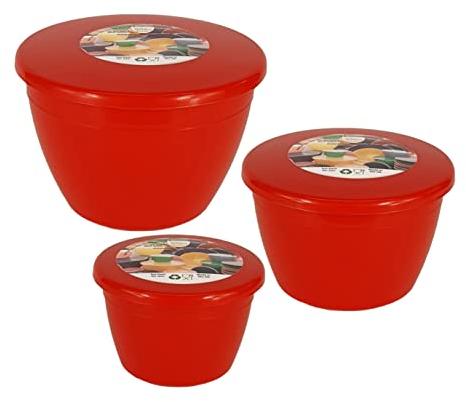 Just Pudding Basins 3 Smaller Sizes in One Set Steam Pudding Bowls, Basin and Lid 1x 1/4 Pint, 1x 1/2 Pint 1x 1 Pint (Red)
