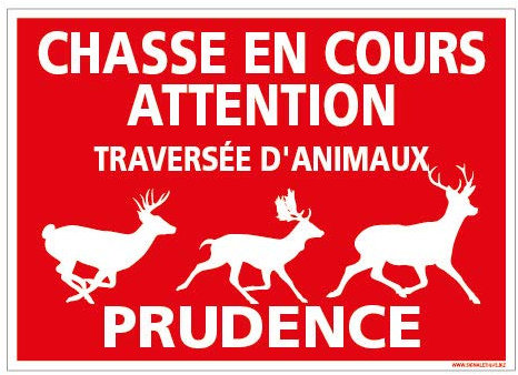 Panneau Attention Chasse en Cours - Protection Anti-UV - Dimensions 420x300 mm - Plastique Rigide PVC 1,5 mm
