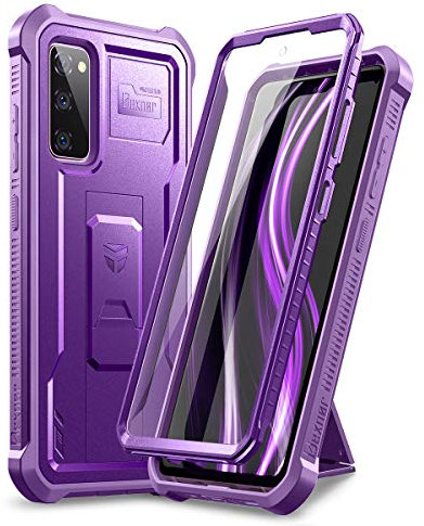 Dexnor Compatible con Samsung Galaxy S20 FE 5G Funda de 6.5 con Protector de Pantalla Incorporado 360 Cubierta de protección de Parachoques de Cuerpo Completo con Soporte - Morado