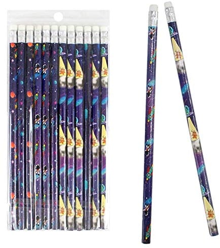 12er Set Bleistifte mit Radiergummi, Weltraum Space 19cm