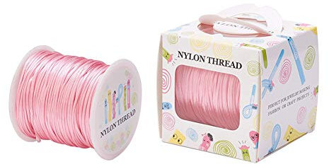 Cheriswelry Cordon en nylon satiné - 1 mm x 70 m - Pour bijoux, colliers, bracelets, macramé, mariage - Rose