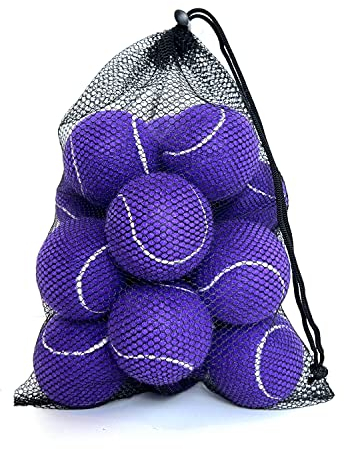 HPWFHPLF Tennisbälle, 12 Packungen Übungs-Tennisbälle für Anfänger, Training, Spielen von Tennisbällen für Hunde, mit Netz-Tragetasche (lila)