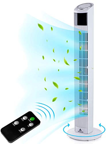 AERSON Ventilateur colonne 90 cm avec télécommande | Ventilateur sur pied avec oscillation | Ventilateur 3 vitesses | Affichage LED de la température ambiante | Ventilateur tour Fan - 45 W