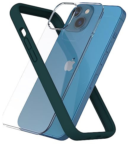 ARSUNOVO Compatible with iPhone 13 Mini Bumper Case 5.4 inch, [Raised Edge Protection][Anti-Silp][Anti-Fingerprint] Soft Protective Frame Bumper Cover Case Come with Hard PC Backplate, MidnightGreen