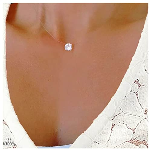 Allereya Vintage Kristall Solitär Anhänger Halskette Silber Winzigen Strass Cz Punkt Halskette Transparente Kette Halskette Cubic Zirkonia Choker Halskette Schmuck Für Frauen Und Mädchen