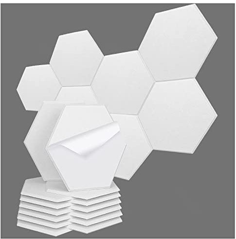 Mousse Acoustique Gaming Facile à Installer Optimisé pour Le Son Absorbeur Acoustique Hexagonal Résistant à L'Usure Mousse Isolant Phonique pour Les Jeux,Le Bureau à Domicile,Le Studio 12 Pièces