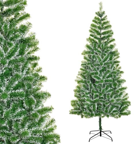 HOMCOM Albero di Natale Artificiale Finto da Interno Neve Scena Ø 100 x 210H cm 968 Replica di un Ramo di Spina Nordmann Grande Realismo