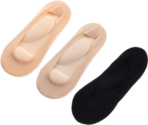 LegendTech 3D Foot Massage Padded Lady Invisible Socks, No-Show Arch Support, Sponge Cushion Non Slip Massage Socks For Plantar Fasciitis & Heel Pain (3 pairs,One Size)