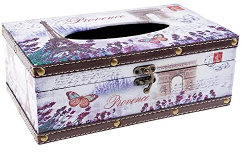 misppro 1 x Vintage Kosmetiktuchbox Box Spender Taschentuchspender Tissue Holz – Eiffelturm