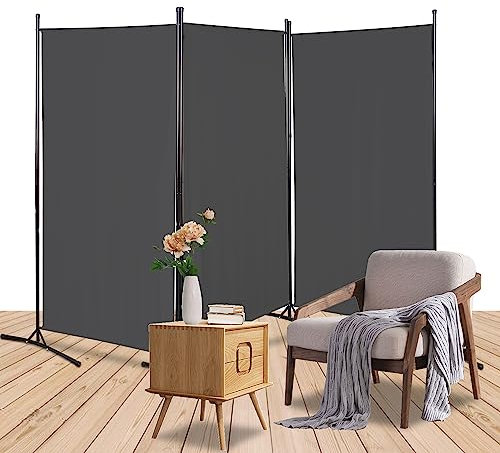 Ansobea Paravent Raumteiler innen 260 x 180 3 teiling, Raumtrenner, Trennwand Raumteiler, Paravent Innen, Paravent Wetterfest,Room Divider, Dunkelgrau