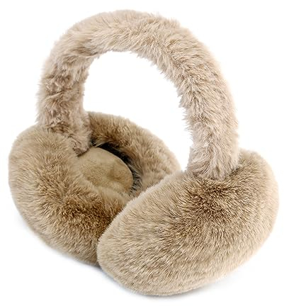 SEYUFN Warmes Ohrenwärmer Damen Faltbare Flauschige Plüsch Ohrenschützer Winter Outdoor Bequem Ohrwärmer Teenager-Mädchen Stylische Ohrbedeckungen (A-braun)