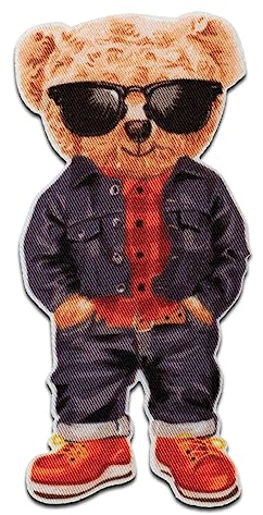 Mono-Quick Bär mit Brille Tier - Aufnäher, Bügelbild, Aufbügler, Applikationen, Patches, Flicken, zum aufbügeln, Größe: 8,6 x 4,1 cm