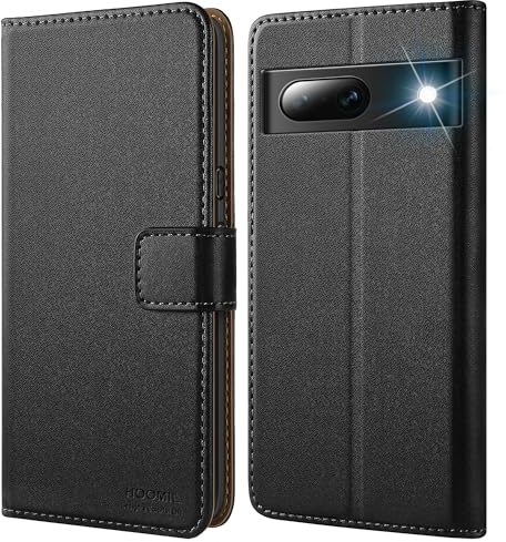 HOOMIL MagFlip Handyhülle für Google Pixel 7A Hülle, [Erstklassige Handwerk] Premium Leder Tasche Klappbar Case Schutzhülle - Schwarz
