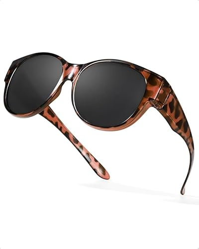 LVIOE Sonnenbrille für brillenträger Damen Runde | Fit-over Überbrille mit UV-Schutz