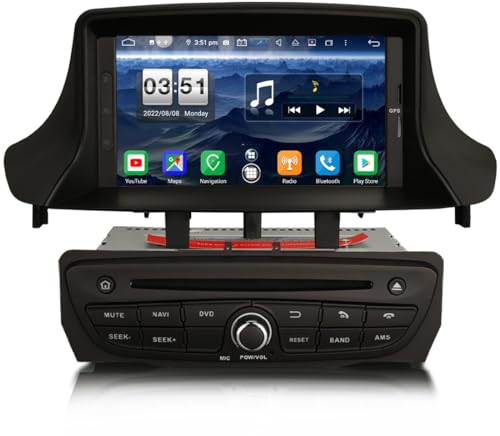 8-Kern Android 14 Autoradio für Renault Megane Ⅲ Fluence GPS Navigation Carplay DSP Bluetooth A2DP WiFi CD Player Touchscreen DVD DAB+ 4GB RAM+64GB ROM