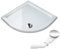 SONNI Plato de ducha cuadrado de 80 x 80 x 4 cm, ovalado, perfil bajo, con radio de 550 mm, extraplano, panel acrílico ABS, incluye desagüe