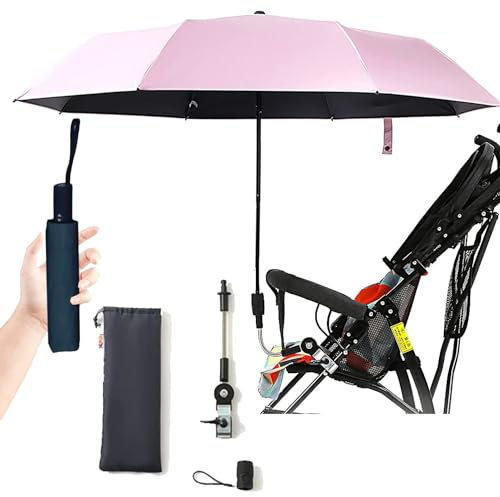 Nakazawa Sombrilla Carro Bebé Universal para Protección Solar - Sombrilla Carro, Bebé Ajustable para Todos los Modelos de Carritos de Bebé, Paraguas universal plegable.(Rosa)…