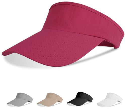 Aomig Visor Cap, Mode Schirmmütze Herren und Damen, Atmungsaktiv und Schweißabsorbierend Sommerkappe Kappe mit Sonnenvisier, Sonnenschutz Schirmcap für Outdoor Golf Baseball Tennis(Rose Rot)
