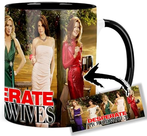 Desperate Housewives Teri Hatcher Felicity Huffman Marcia Cross Eva Longoria Dana Delany Tasse Innen & Henkel Schwarz Keramikbecher Mug