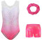 Sinoeem Gymnastikanzug Kinder Mädchen mit Haarband und Tanz Shorts, Langarm/Ärmellos Turnanzug Ballettröckchen Kleid Trikotanzug Tanz Kleid Gymnastik Dancewear (Hell-Pink-Ärmellos, 11-12 Jahr)
