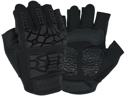 Seibertron T.H.F.I.G Handschuhe Halbfinger fingerlos Herren Taktische Militär Flexibler TPR-Aufprallschutz für Outdoor Schwarz XXL