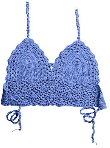 Kielsjajd Häkeln Bikini Top Damen Strick Häkeln Bikini Push up Bikini Tops Bikini Oberteile Neckholder Badeanzug Bademode Tank Tops Strand Bikini Neckholder Bandeau Crop Bikini Top