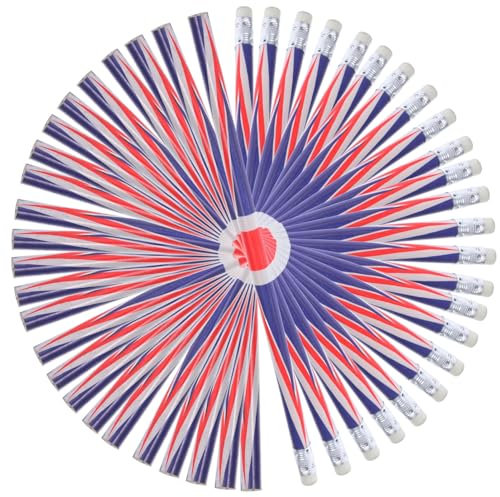 iplusmile 60 Pezzi Matite Bandiera Britannica Matita Britannica Con Gomme Da Cancellare Matite Bandiera Union Jack In Legno Matite Bandiera Inglese Matite Patriottiche Matita Per Scrittura