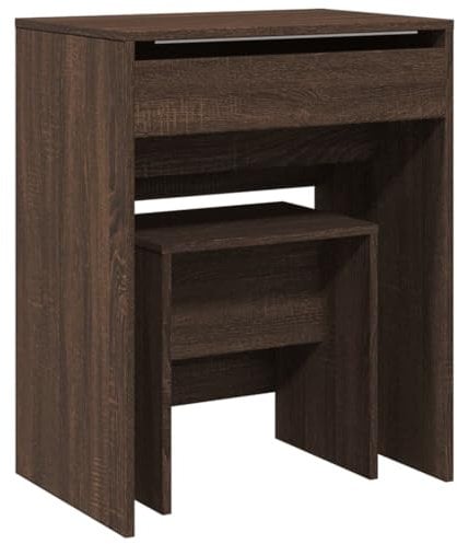 vidaXL Schminktisch, Frisiertisch mit Hocker Spiegel, Kosmetiktisch mit Stauraum, Frisierkommode für Schlafzimmer, Modern, Braun Eichen-Optik