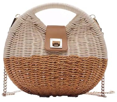 LVUNZJCA Damen Stroh Clutch Bag Schräge Strohtasche for Damen, Clutch, Kettentasche Sommer