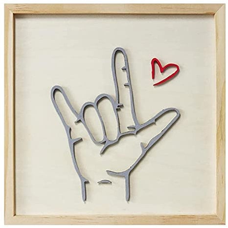 SUPYINI Home Decor I Love You Sign Language Wooden Photo Frame (green)