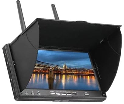 Plookyoe 5,8G FPV DVR Monitor 7 LCD-Bildschirm 800x480 40CH LCD5802D Eingebauter Doppelempfänger für RC FPV Drone Quadcopter EU-Stecker