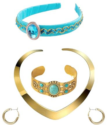 Lufdegim 4Pcs Damen Prinzessin Zubehör-Set - Blaues Haarband & Tiara - Cosplay, Karneval