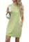 GRECERELLE Womens Summer Mini Dress Cap Sleeve Crew Neck T Shirt Short Casual Beach A Line Dresses with Pockets (Avocado Green, XXL)